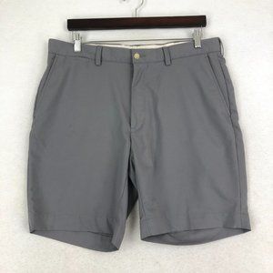 Polo Ralph Lauren Men's Size 35 Grey Zip Fly Flat Front Chino Shorts Polyester